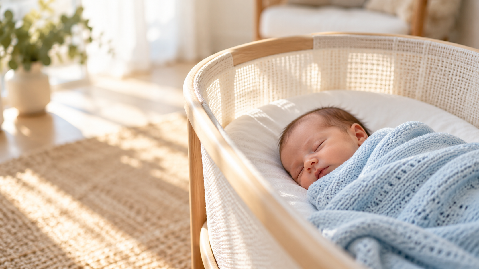 A sleeping newborn wrapped in a soft blanket